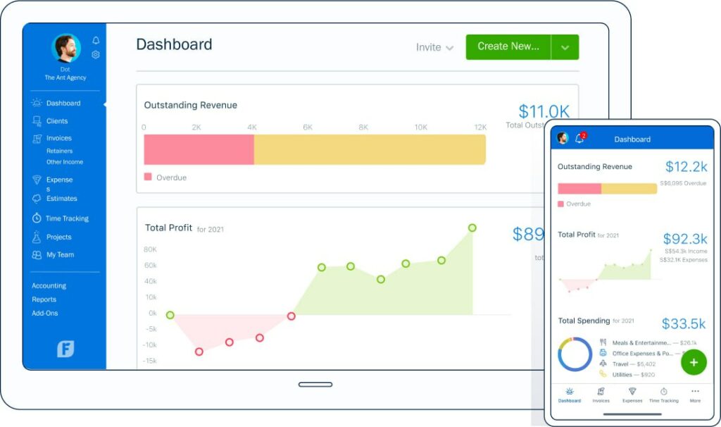 freshbooks dashboard